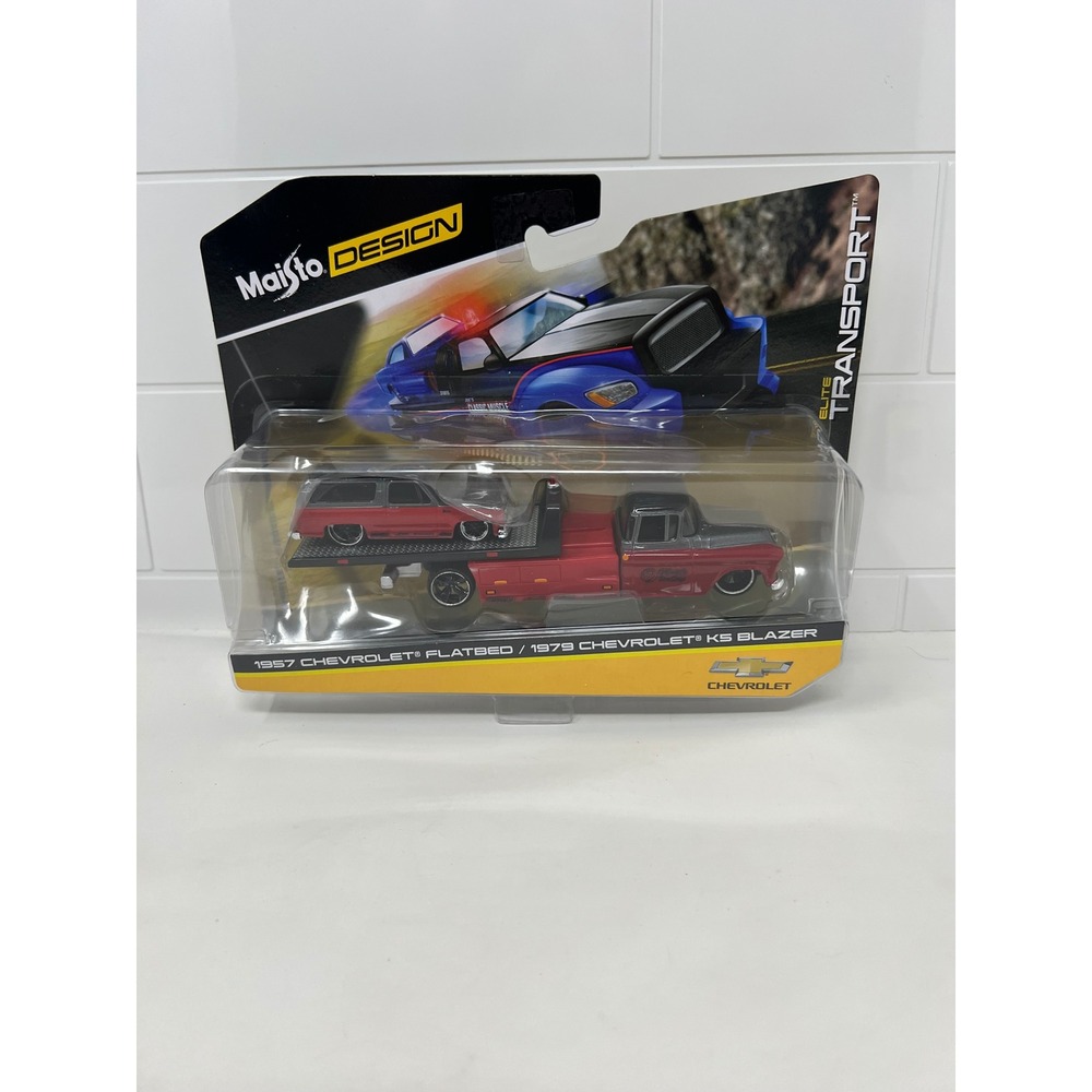 Maisto Elite Transport 1957 Chevrolet Flatbed 1979 Chevrolet K5 Blazer 1:64 Red